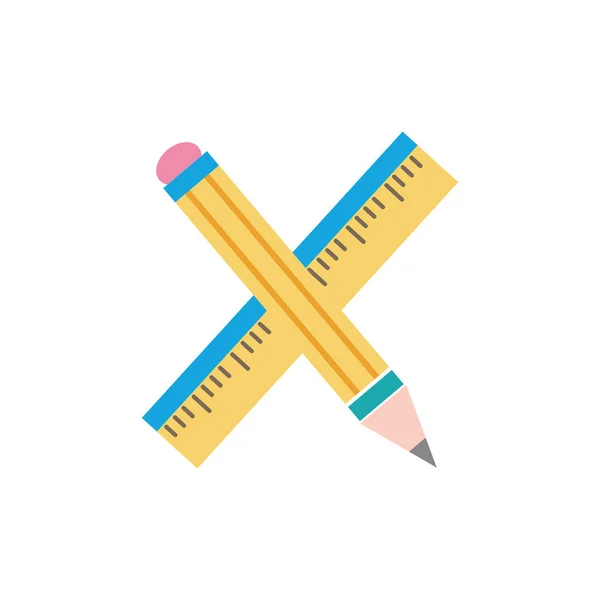 Bunte Lineal Und Bleistift Schule Werkzeug Bildung Vektor Illustration — Stockvektor