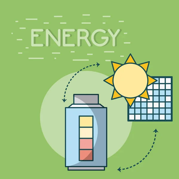 Panel Solar Batería Eléctrica Vector Energía Ilustración Diseño Gráfico — Vector de stock