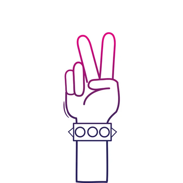 Color Line Hand Met Armband Vrede Liefde Gebaar Vectorillustratie — Stockvector