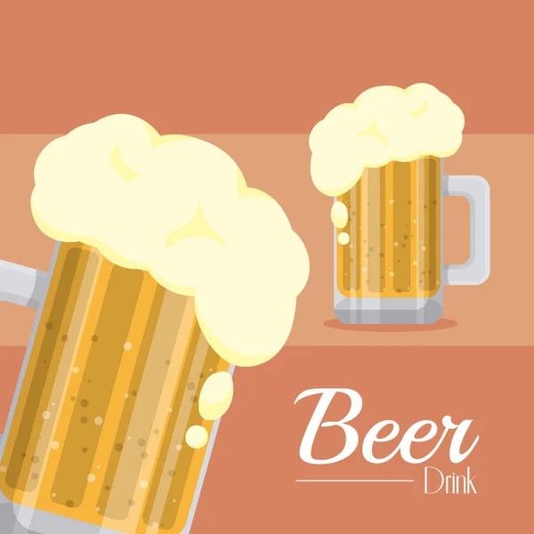 Szklanki Zimnego Piwa Wektor Projekt Graficzny Ilustracja — Wektor stockowy