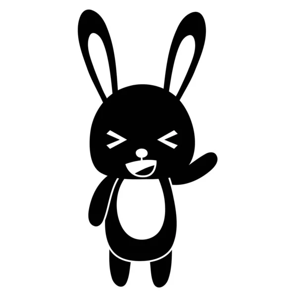 Silhouette Lapin Mignon Joyeux Animal Sauvage Vecteur Illustration — Image vectorielle