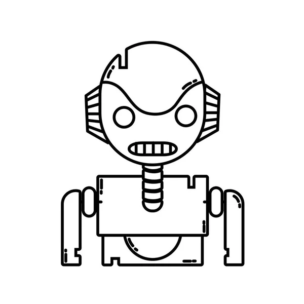 Línea Robot Cara Con Tecnología Diseño Pecho Vector Ilustración — Vector de stock
