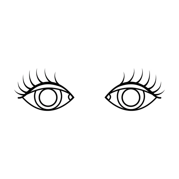 Linie Vision Augen Mit Wimpern Stil Design Vektor Illustration — Stockvektor