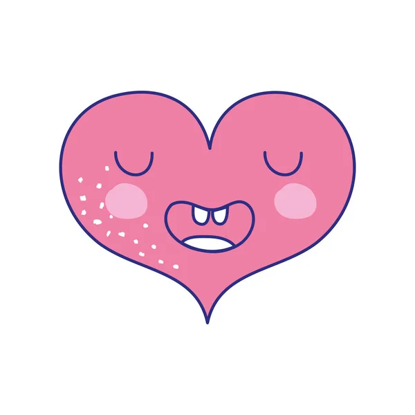 Kawaii Coeur Drôle Couleur Avec Illustration Vectorielle Expression Faciale — Image vectorielle