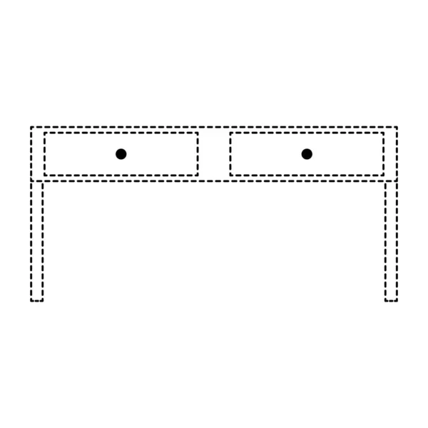 Forma Punteada Escritorio Madera Con Cajones Objeto Diseño Vector Ilustración — Vector de stock