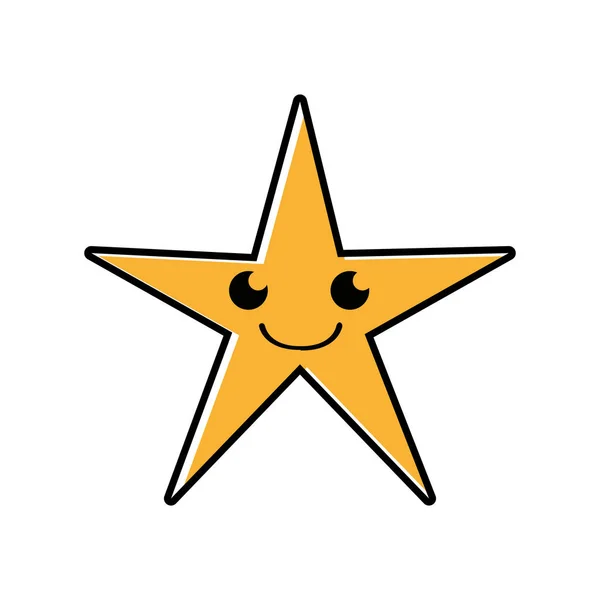 Barevný Úsměv Lesklé Hvězdy Kawaii Kreslené Vektorové Ilustrace — Stockový vektor
