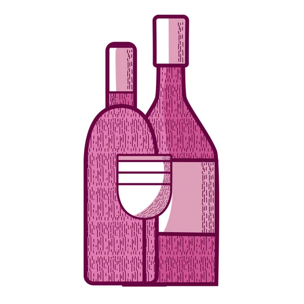 Garrafas Vinho Copo Vetor Ilustração Design Gráfico —  Vetores de Stock