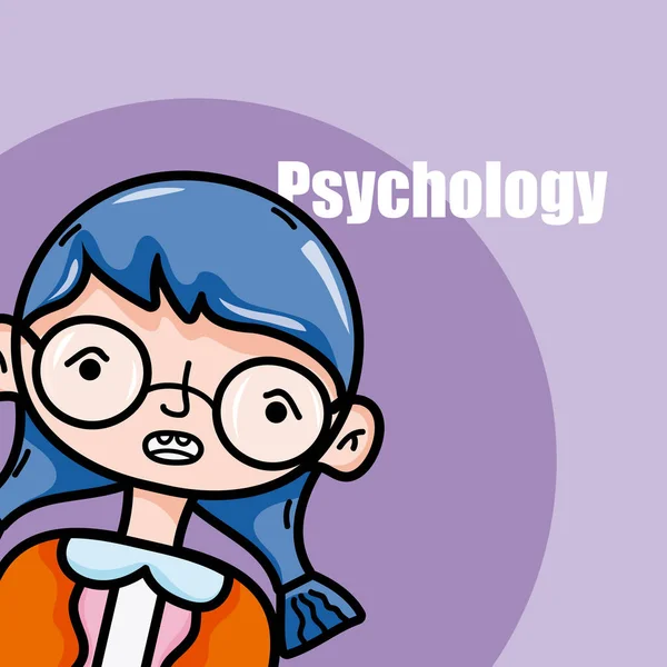 Psychology Girl Kid Cartoon Vector Illustration Graphic Design — Stock Vector