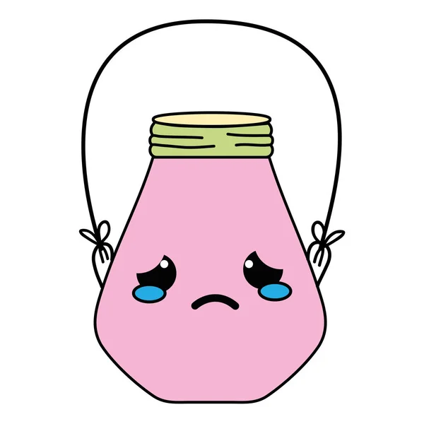 Plačící Kawaii Mason Jar Drátem Popisovač Vektorové Ilustrace — Stockový vektor