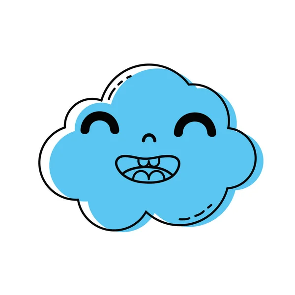 Color Happy Cute Cloud Kawaii Weather Vector Illustration — Stock Vector