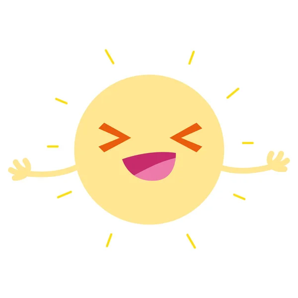 Colorful Happy Cute Sun Kawaii Arms Vector Illustration — Stock Vector