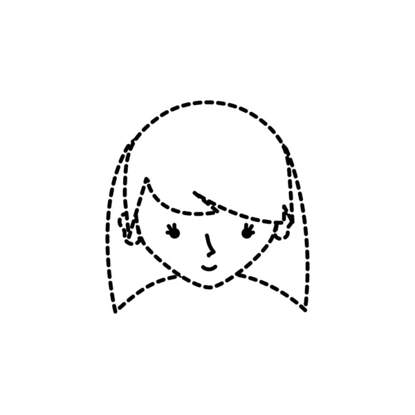 Cabeza Chica Avatar Forma Punteada Con Diseño Peinado Vector Ilustración — Vector de stock