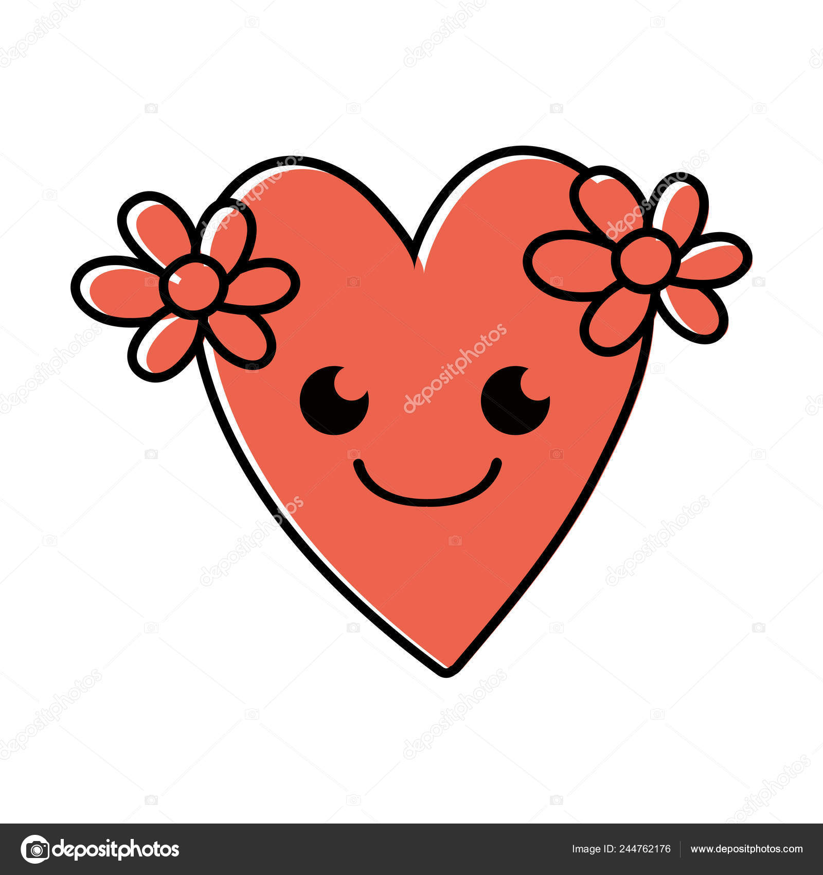 Color Smile Heart Flowers Kawaii Cartoon Vector Illustration Vector Image By C Stockgiu Vector Stock