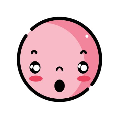 Kawaii baş sevimli korkmuş yüz vektör çizim ile