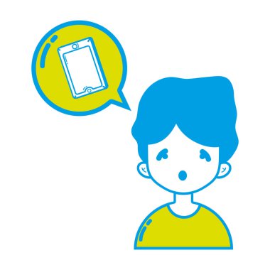 çocuk ile sohbet kabarcık vektör çizim içinde smartphone teknoloji