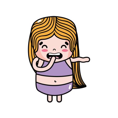 Kız wth uzun saç ve tiksinti yüz vektör çizim