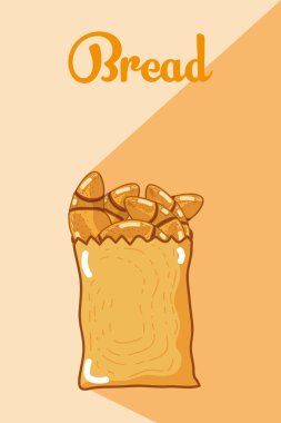 Ekmek torba renkli arka plan üzerinde resimde grafik tasarım vektör