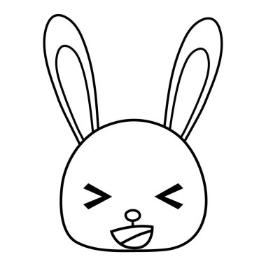 satır mutlu tavşan baş vahşi hayvan vektör çizim