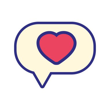 sohbet kabarcık metin iletisi vektör çizim içinde renkli kalp