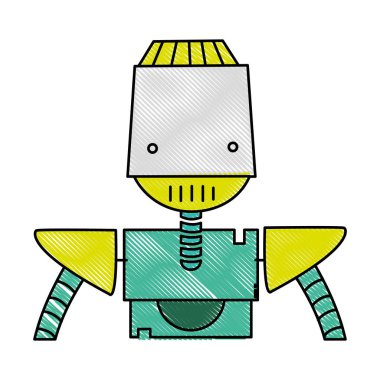 Robot yüz teknoloji silah ve göğüs vektör çizim ile rendelenmiş