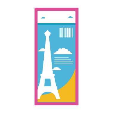 renkli Eyfel Kulesi paris bilet tatil vektör çizim