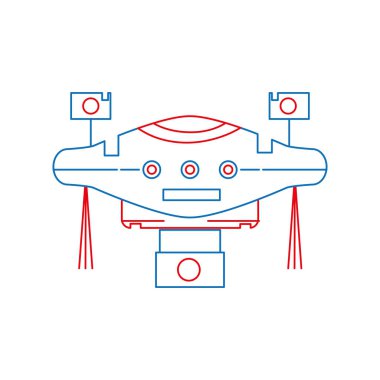 renkli teknoloji dron pervane ve dijital kamera vektör çizim ile