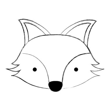 Grunge şirin fox baş vahşi hayvan vektör çizim