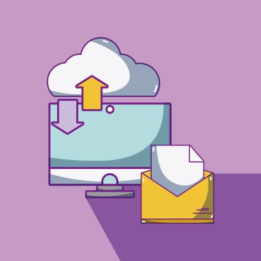 Bulut çizgi film ve öğeleri vektör çizim grafik tasarım bilgisayar