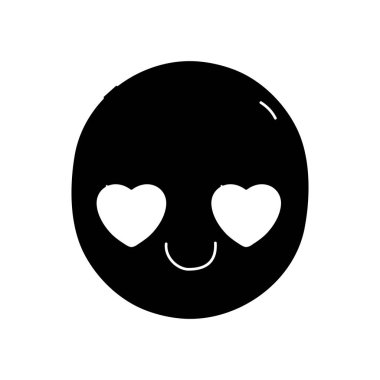 kontur kawaii aşk yüz ifade vektör çizim içinde şirin