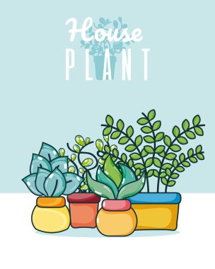 Şirin houseplants karikatürler vektör çizim grafik tasarım