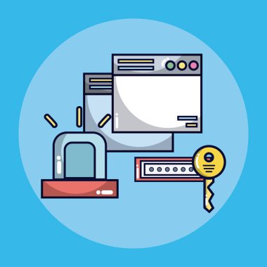 Güvenlik sistemi konsepti ile semboller vektör çizim grafik tasarım