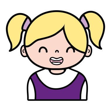 iki kuyruk saç vektör çizim ve sarışın saç gülümse