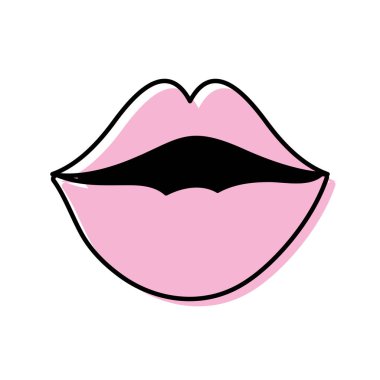 Ağız karikatür öpücük karikatür ve ifade Tema izole tasarım vektör çizim