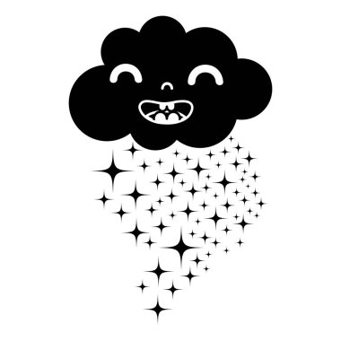 kontur mutlu bulut kawaii yıldız tasarım vektör çizim ile
