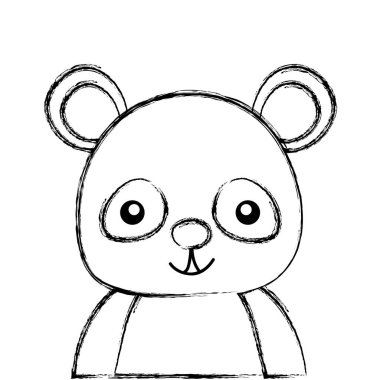 Grunge çok güzel ve mutlu panda vahşi hayvan vektör çizim