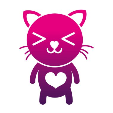 siluet mutlu kedi sevimli kedi hayvan vektör çizim