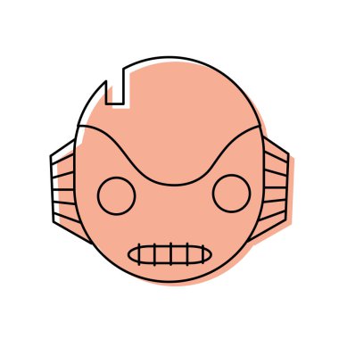 renkli robot kafası teknolojisi ile kulakları ve ağız vektör çizim