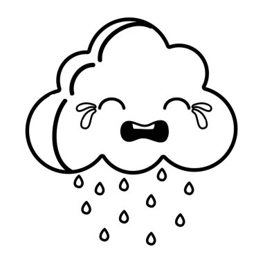 doğal bulut hava kawaii vektör çizim ağlıyor çizgi