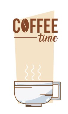 Sıcak kupa vektör çizim grafik tasarım ile kahve zaman çizelgesi