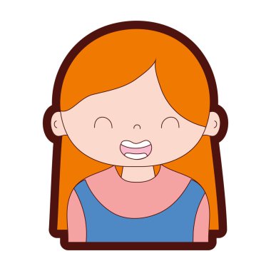 çizgi rengi gülümseme kız uzun saçlı ve bluz tasarlamak vektör