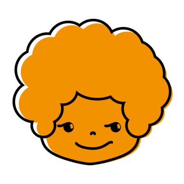 renk çocuk kafa kıvırcık saçlı ve haydut yüz vektör çizim