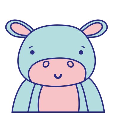 tam renkli çok güzel ve mutlu su aygırı vahşi hayvan vektör çizim