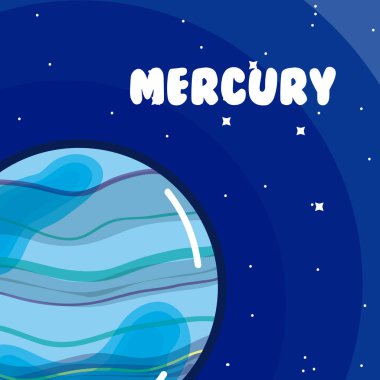 Mercury milkyway gezegen renkli karikatür vektör çizim grafik tasarım