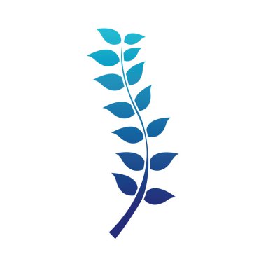 mavi siluet doğa dalları yaprakları bitki tasarım vektör çizim