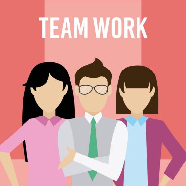 İş takım çalışması çizgi film illüstrasyon grafik tasarım vektör