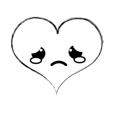 Ağlayan Kalp tutku kawaii karakter vektör çizim şekil