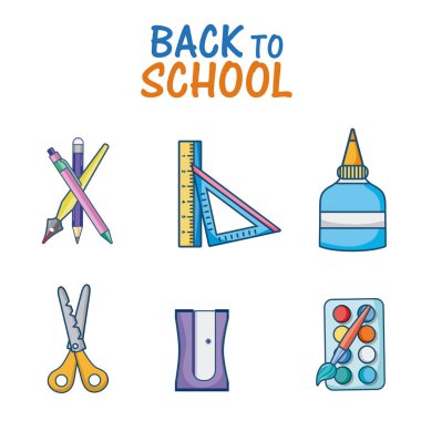 Okula geri kavramı çizgi film illüstrasyon grafik tasarım vektör