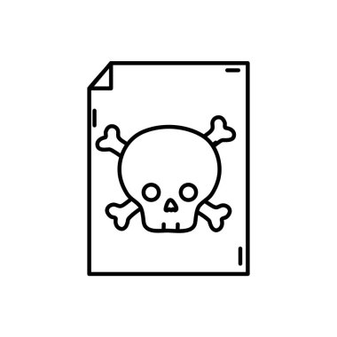 çizgi tehlike kafatası kemikleri uyarı kağıt vektör çizim içinde