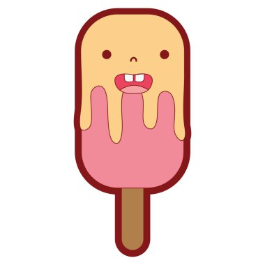 çizgi rengi gülümseme buz lolly kawaii tatlı vektör çizim