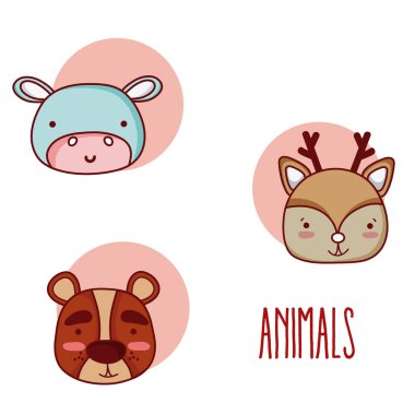 Sevimli hayvanlar çizgi film koleksiyonu vektör çizim grafik tasarım